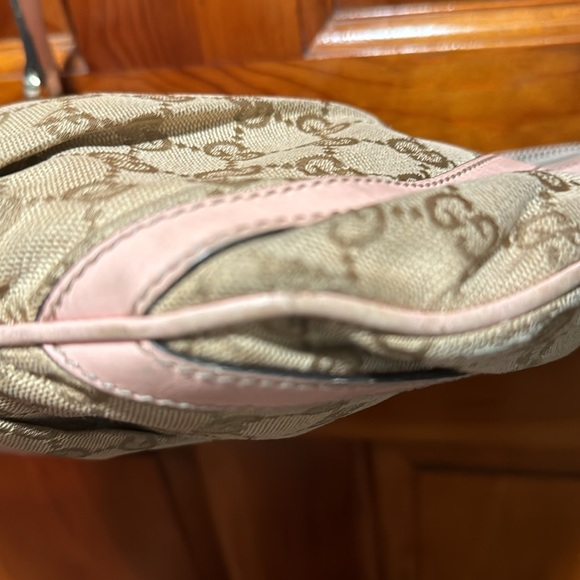 Gucci Abby D Ring Pink Leather and Beige GG Canvas Crossbody /Messenger … - Picture 14 of 16